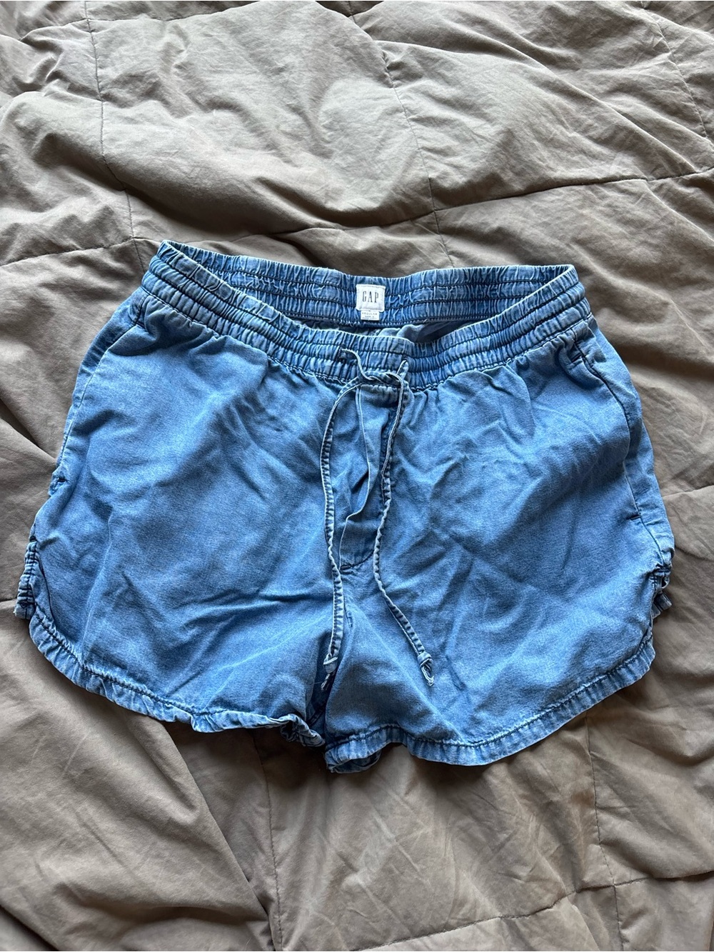 GAP Light Blue Chambray Drawstring Waist Shorts